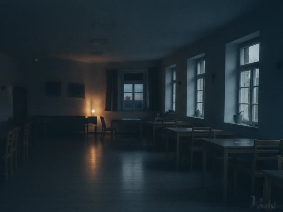 Heller, leerer Saal mit hohen Fenstern